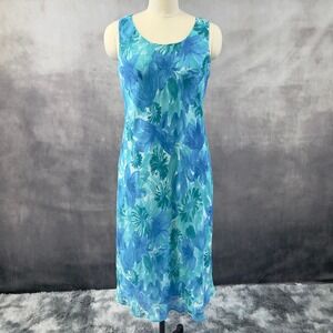 Studio I Petite Floral Midi Dress Women 14P  Flowy Coastal Feminine Tropical